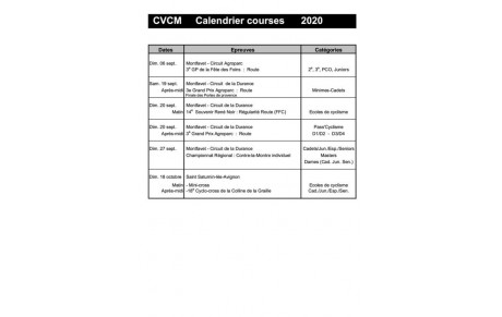 NOUVEAU CALENDRIER 2020 CVCM